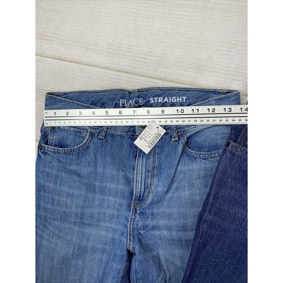 2 Pairs Of Boys Jeans The Children's Place Size 14 Straight Leg Dark & Med NWT - Picture 4 of 11